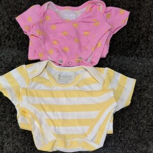 Pink Sun and Yellow Striped Baby Onesies